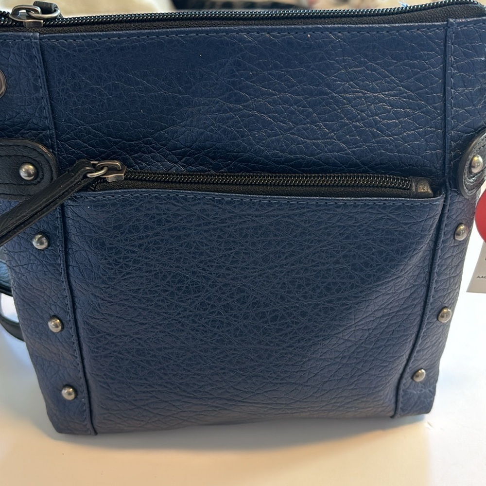 STYLE &CO NWTS DEEP BLUE SHOULDER BAG VEGAN LEATHER 10”X 9” ADJUSTABLE  STRAP - Picture 4 of 10